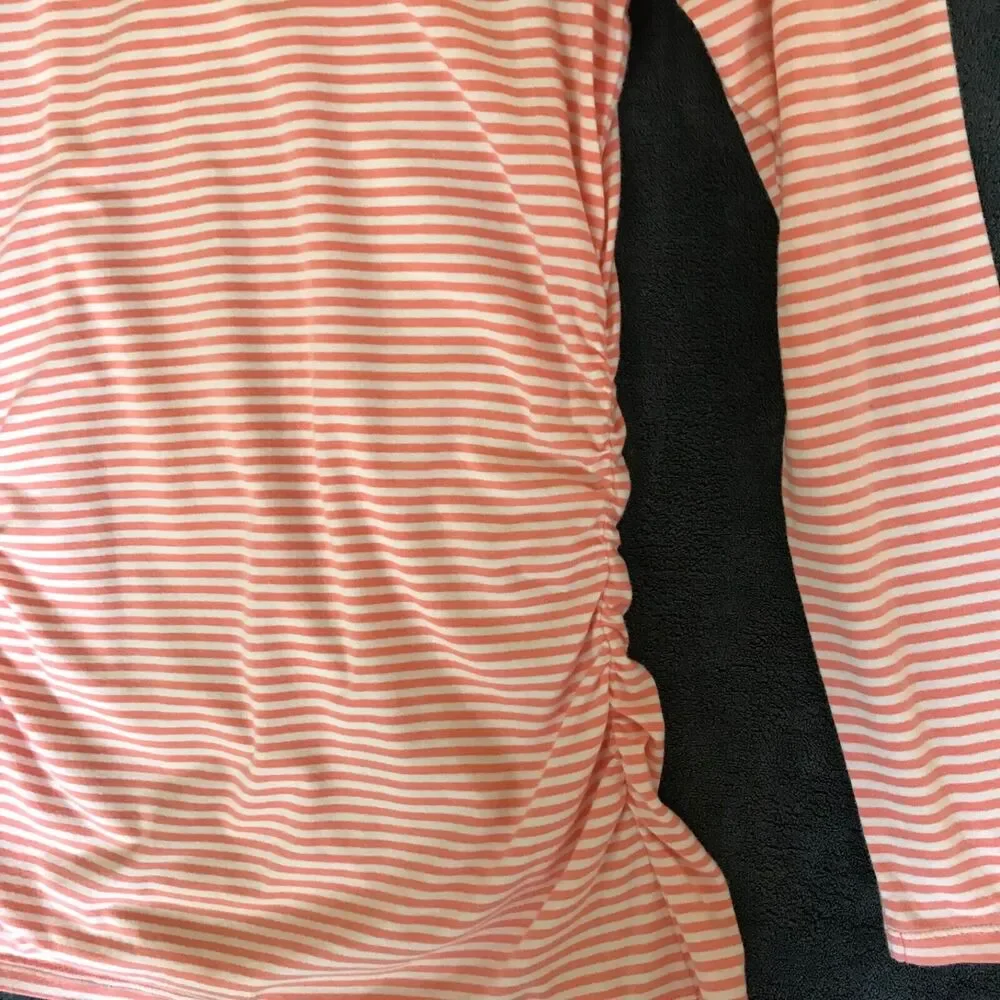 Michael Kors Womens Sz Small Long Sleeve Striped Cold Shoulder Top Zipper Detail